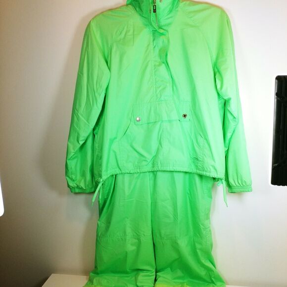 Women OLEG CASSINI 2 Piece Windbreaker and Pants green Yacht Style Vented P L - Picture 9 of 11